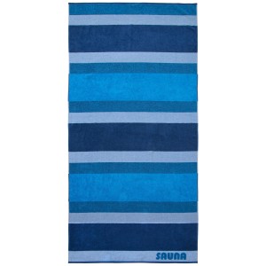Blau gestreiftes Dyckhoff Saunatuch Sauna Stripe, 100x200 cm. Flauschiges Handtuch für Sauna und Bad.