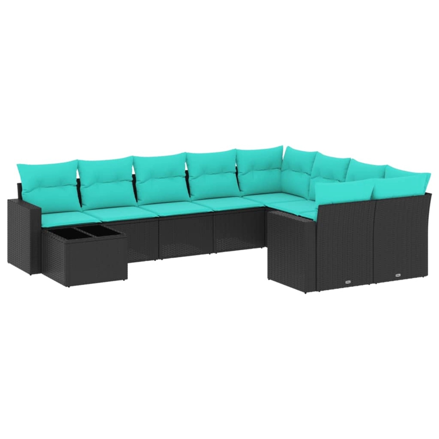 vidaXL 10-Tlg Garten-Sofagarnitur mit Kissen Schwarz Poly Rattan 3219447 günstig online kaufen