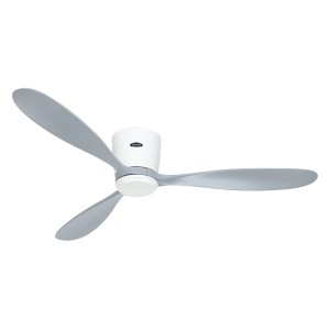CASAFAN Eco Plano Deckenventilator mit Holzflügeln in Weiß und Lichtgrau.