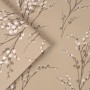 Laura Ashley Vliestapete Pussy Willow Natural mit Weidenkätzchen-Muster in Naturtönen.