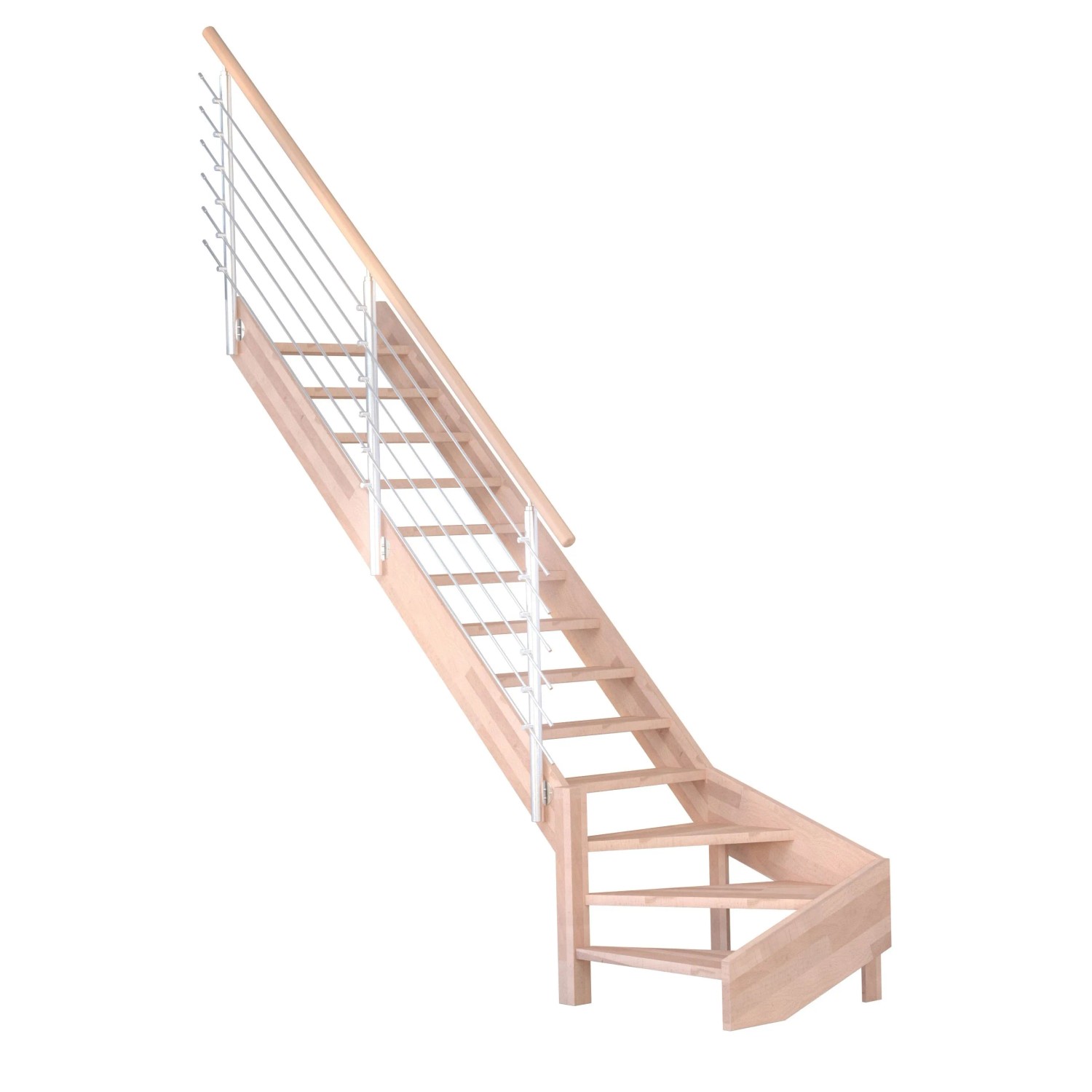 Treppe Mykonos Pro Buche Gew. L 80 cm Holz-Edelstahl-Geländer Weiß FSC® günstig online kaufen