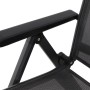 Detailaufnahme: Anthrazitfarbener Siena Garden Klappsessel Tesoro mit Aluminiumgestell und schwarzer Textilbespannung.