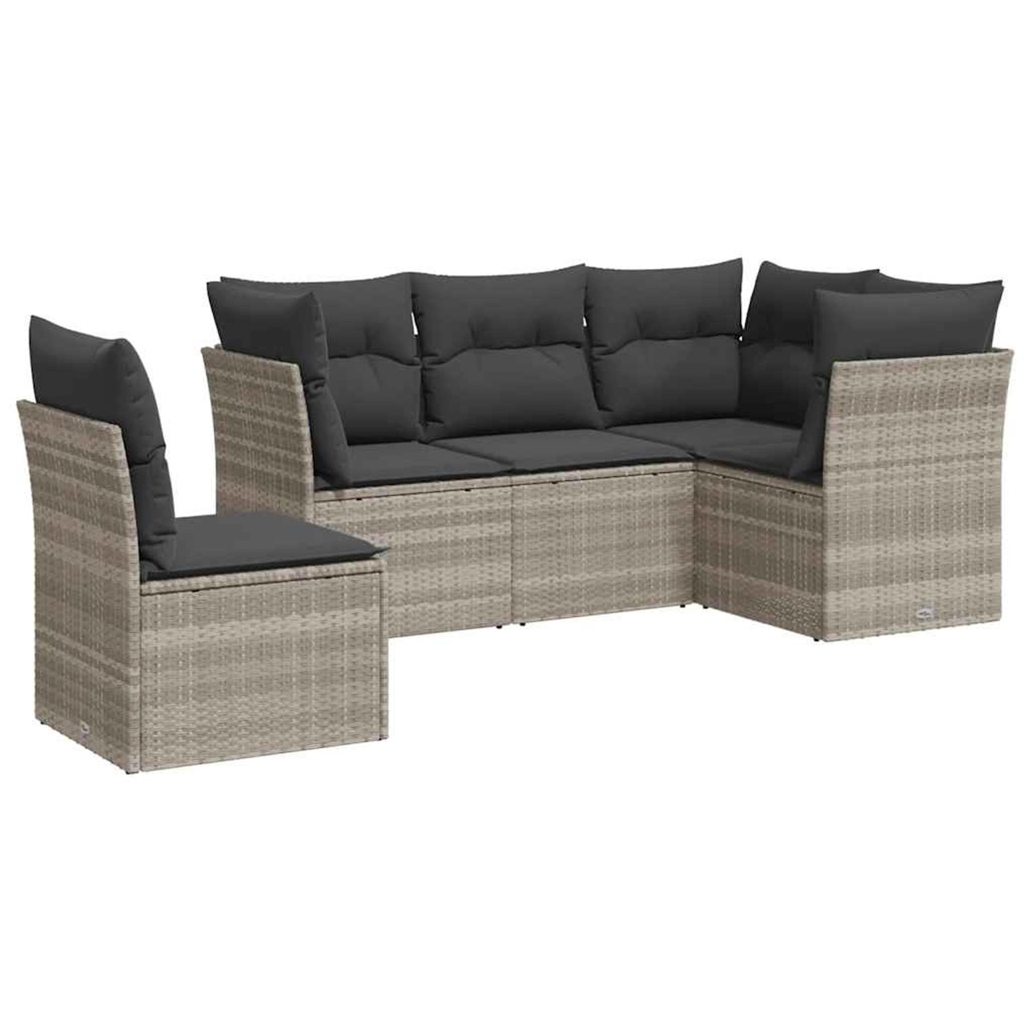 vidaXL 5-Tlg Garten-Sofagarnitur mit Kissen Hellgrau Poly Rattan 3217642 günstig online kaufen
