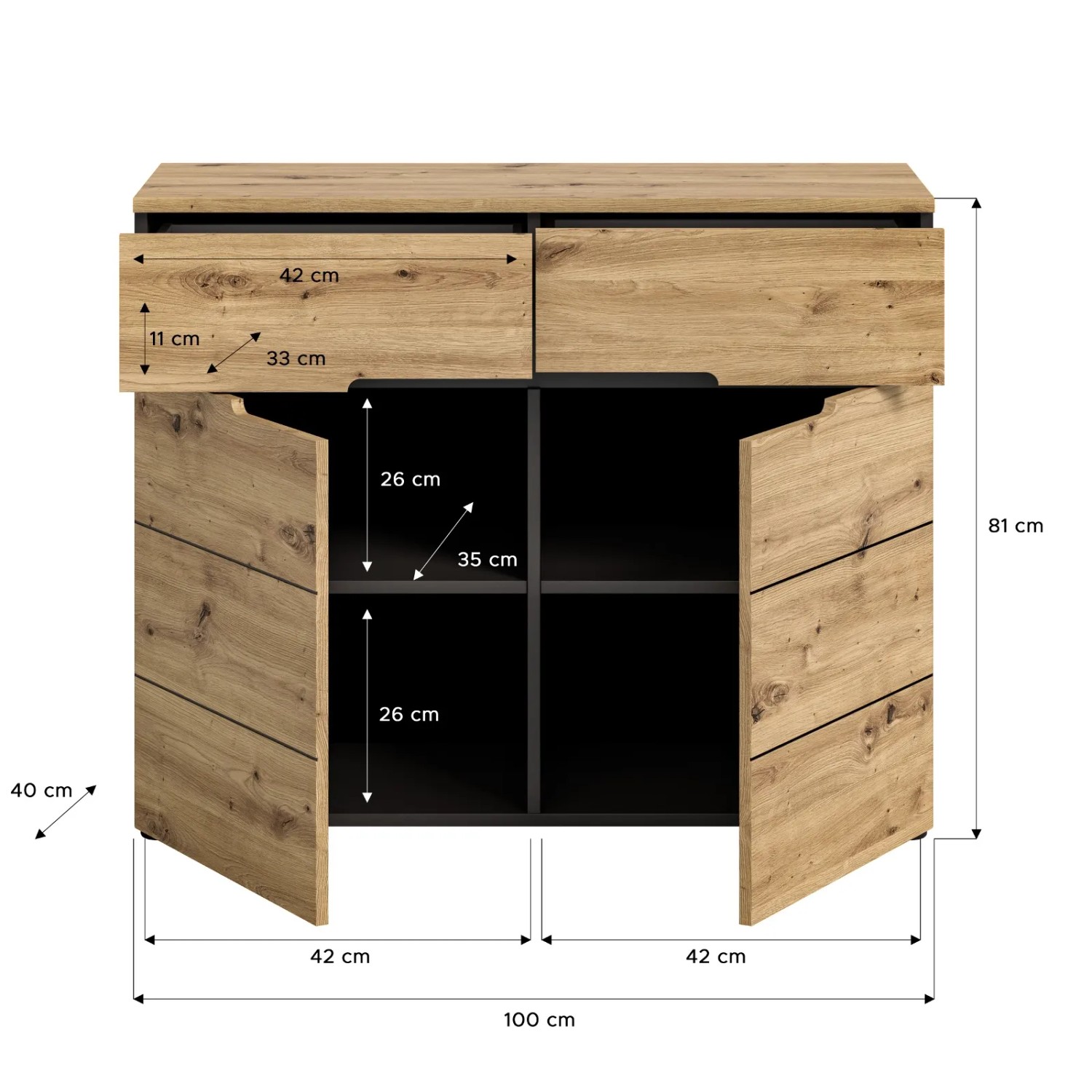 Inn.Furn Kommode Eiche Grau 100 cm mit Soft-Close Cooper_10