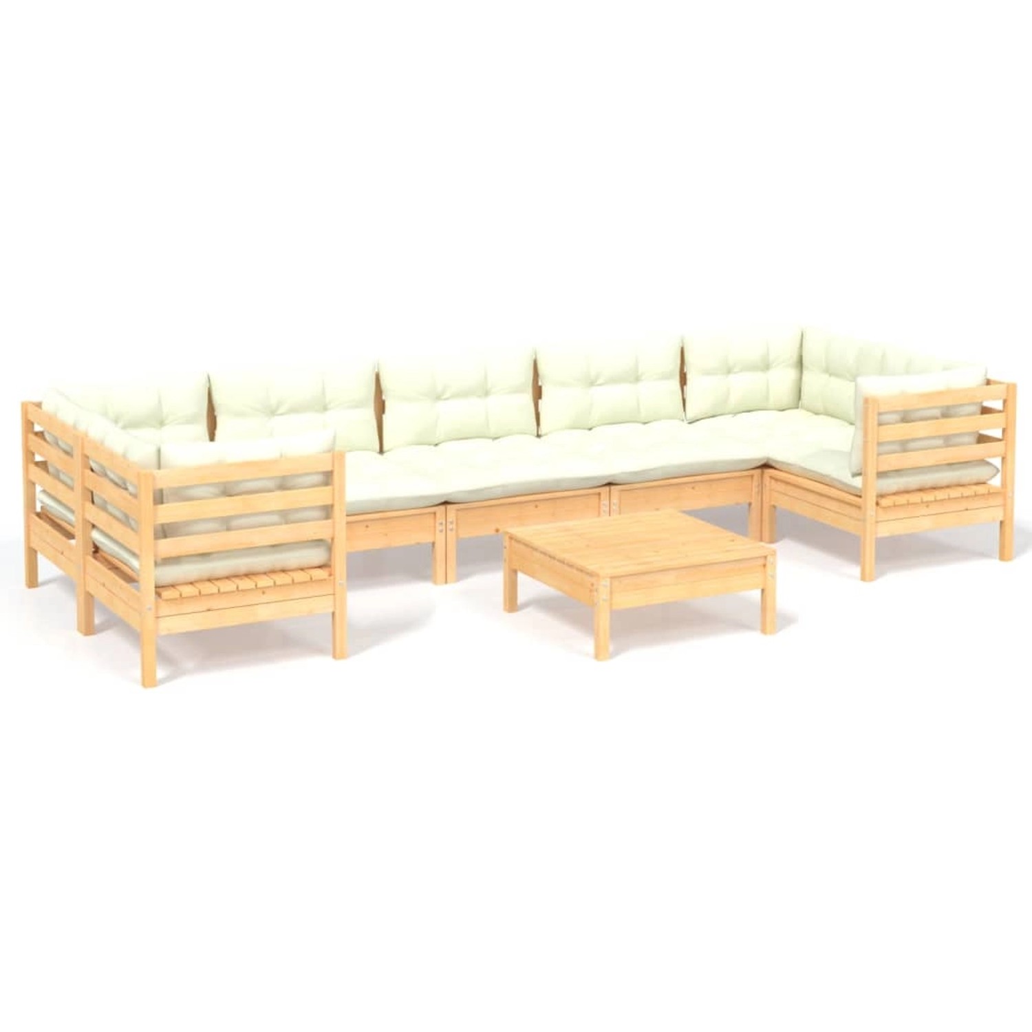 vidaXL 8-tlg Garten-Lounge-Set mit Creme Kissen Kiefernholz Modell 10 günstig online kaufen