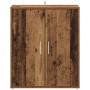 Schuhschrank in Altholz-Optik aus Holzwerkstoff, 60x35x70 cm, mit zwei Türen und silbernen Griffen.