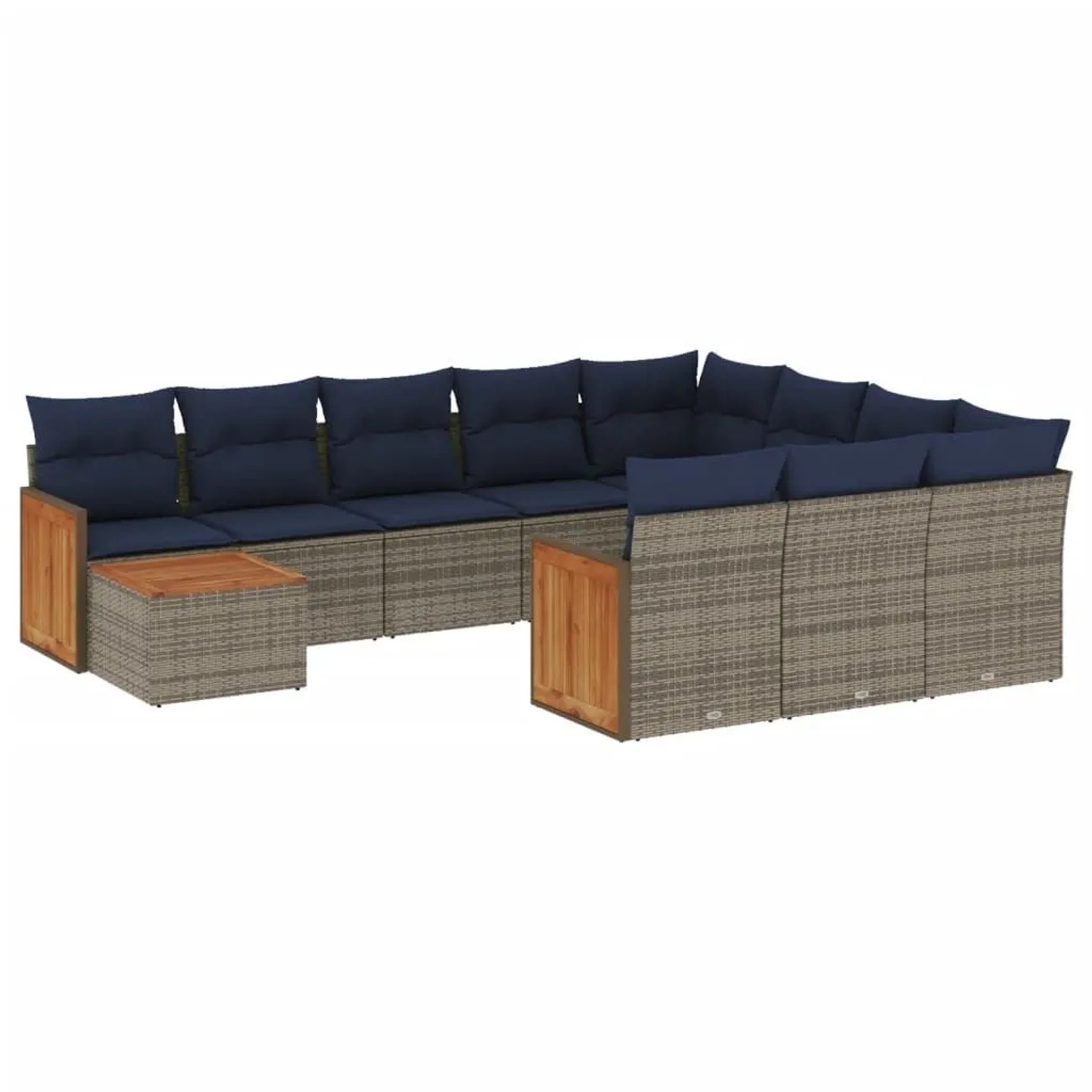 vidaXL 11-Tlg Gartensofa-Set mit Kissen Grau Polyrattan 3228049 günstig online kaufen