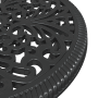 Detailansicht: Schwarzer Tisch des 3-tlg. vidaXL Garten Bistro Sets aus Aluminium mit filigranem Muster.