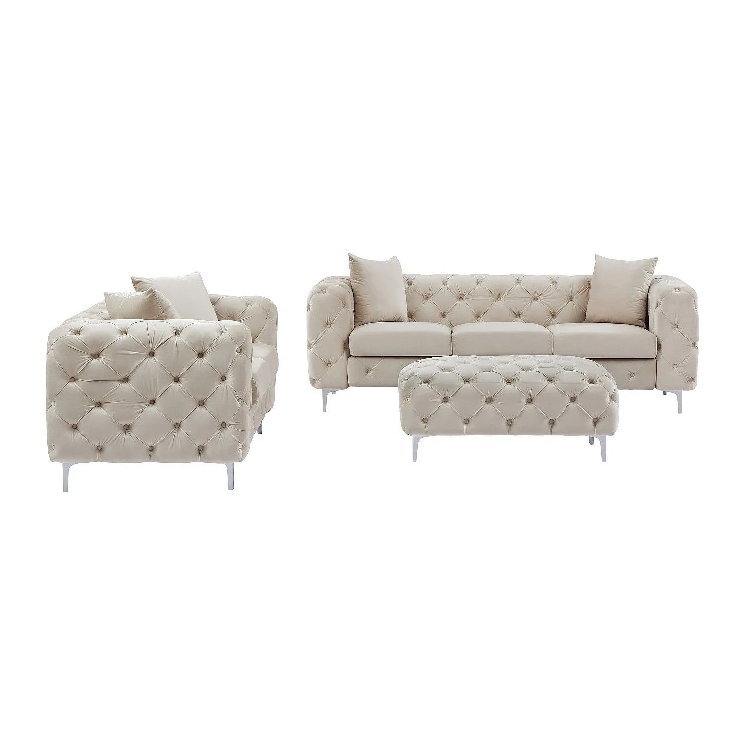 Vente-unique Couchgarnitur Mit Sessel Edwina Beige 162 cm  103 cm  220 cm