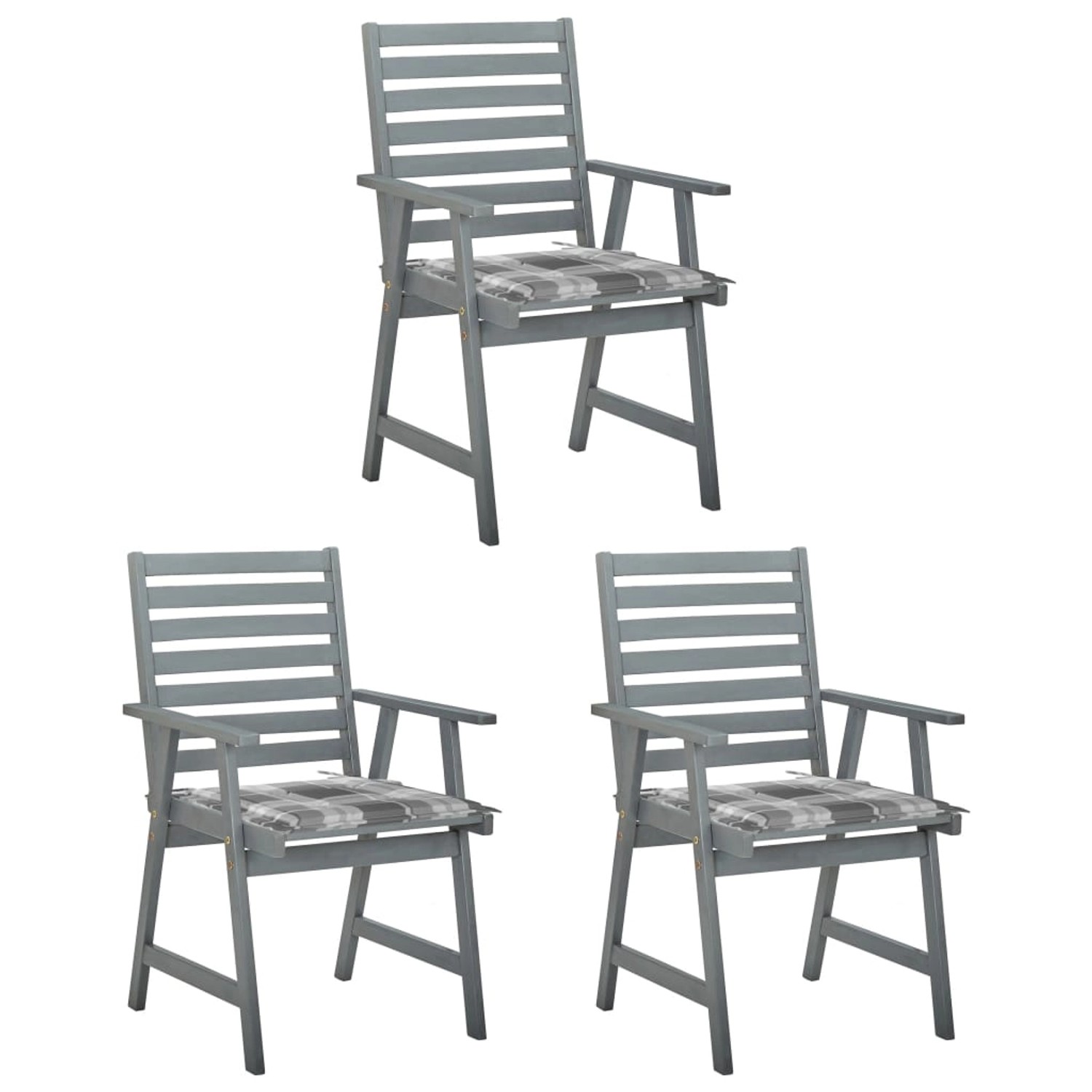 vidaXL Garten-Essstühle 56 x 62 x 92 cm mit Kissen 3 Stk. Massivholz Akazie günstig online kaufen