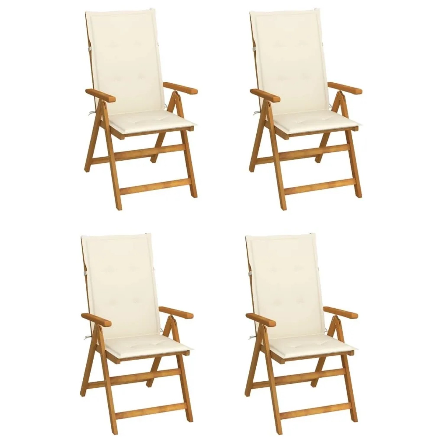 vidaXL Hochlehner Verstellbar 4 Stk mit Auflagen Massivholz Akazie 3065349
