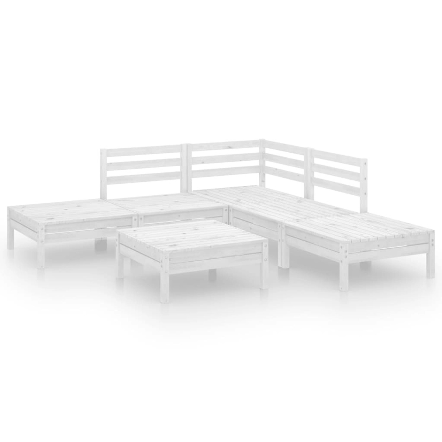 6-tlg. Garten-lounge-set Massivholz Kiefer Weiß günstig online kaufen