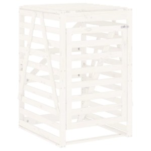 DELUKE 1er Mülltonnenbox Kiefernholz BOUMI 84x90x128,5cm Weiß Mülltonnenverkleidung Für 1 Tonne Müllbox Aus Holz
