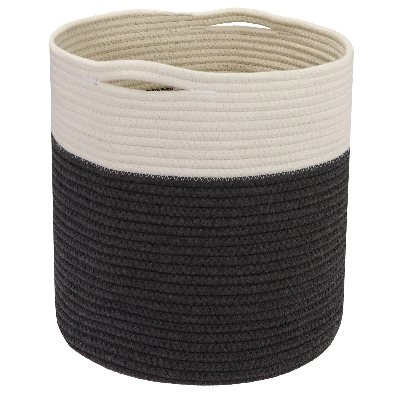 HMF 39015-31CM-82 Aufbewahrungskorb Versteckten Griffen Runder Korb Kallax 31 x 31 cm Weiß-Grau