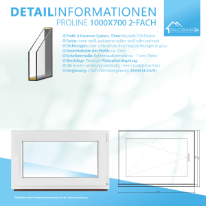 Framelux Kunststofffenster Proline, weiß, 2-fach Verglasung, 1000x700 mm, Rechtsanschlag. Detailansicht und Schemazeichnung.