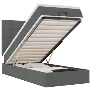 vidaXL Ottoman-Bett mit Matratze Dunkelgrau 90x190 cm Stoff 3313120