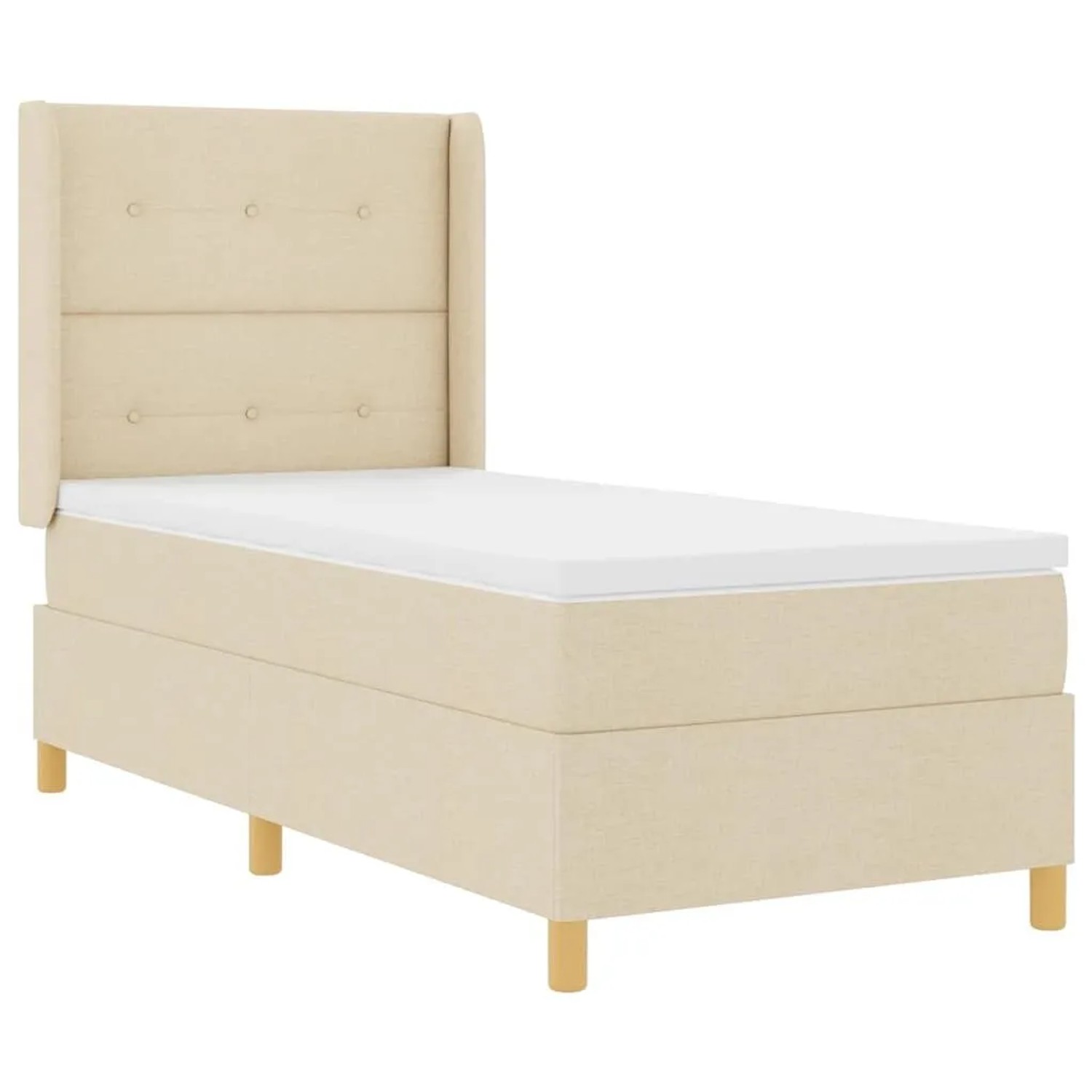 vidaXL Boxspringbett mit Matratze Creme 140 x 200 cm Stoff 3343663