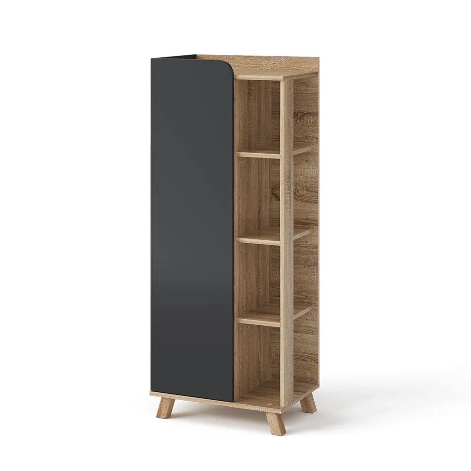 Vicco Midischrank Karen Sonoma Anthrazit 50 x 128 mit Tür und Offenen Fächern