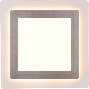 Quadratische LED Deckenleuchte Morgan in Nickel matt und Weiß, Lichtfarbe einstellbar.