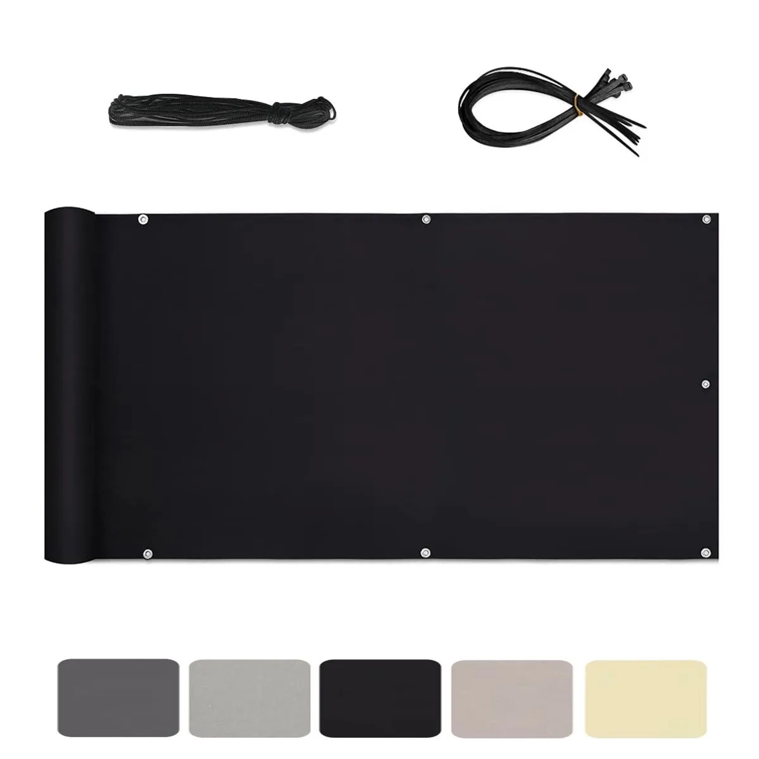 Sekey Balkonsichtschutz Polyester Blickdichte Windschutz Reißfest Schwarz 90x500cm