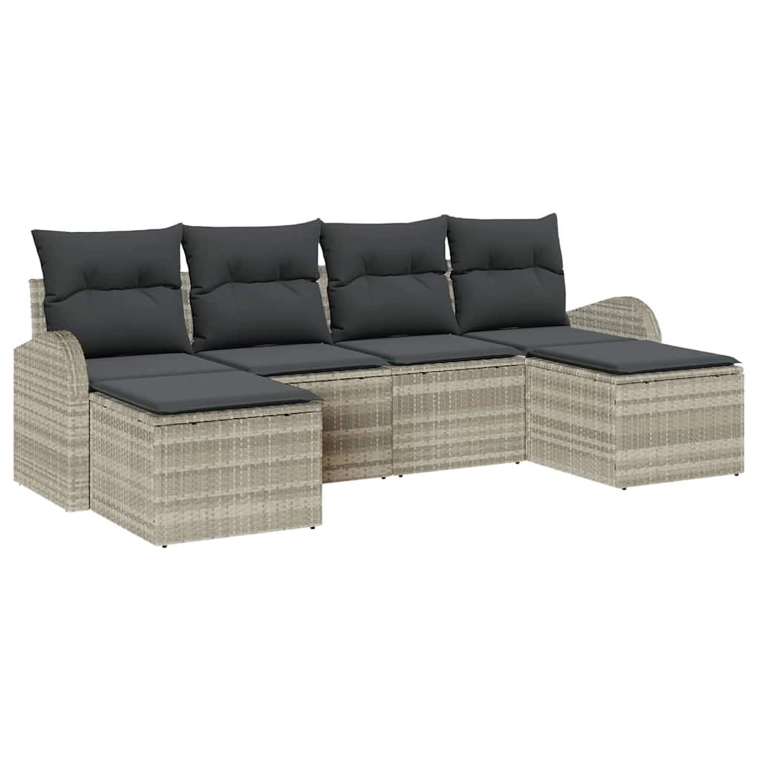 vidaXL Garten-Sofa-Set mit Kissen 6-Tlg Hellgrau Poly Rattan 3354821 günstig online kaufen