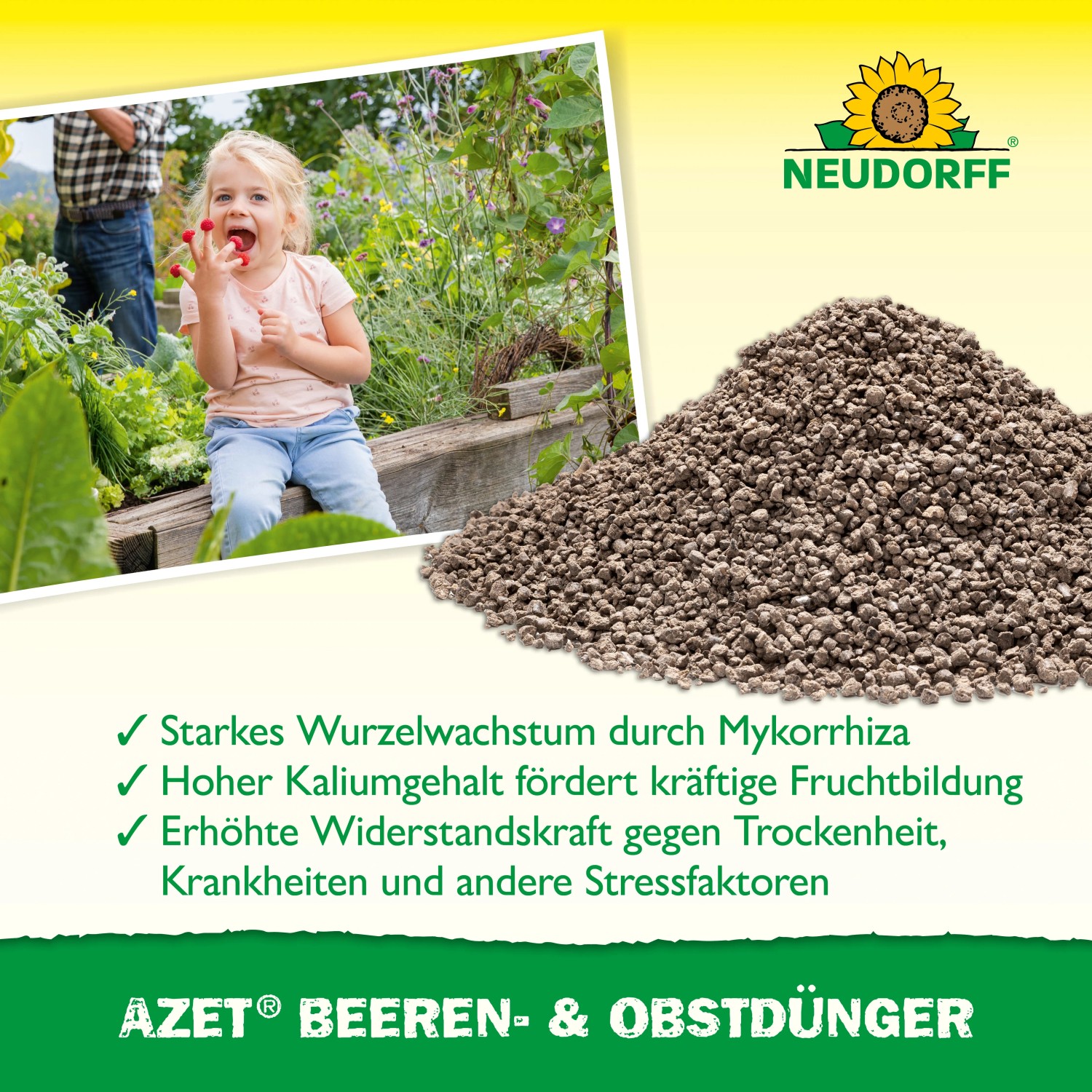 Neudorff Azet Beeren- und Obst-Dünger 1kg: Organischer Dünger für gesunde Pflanzen und reiche Ernte.
