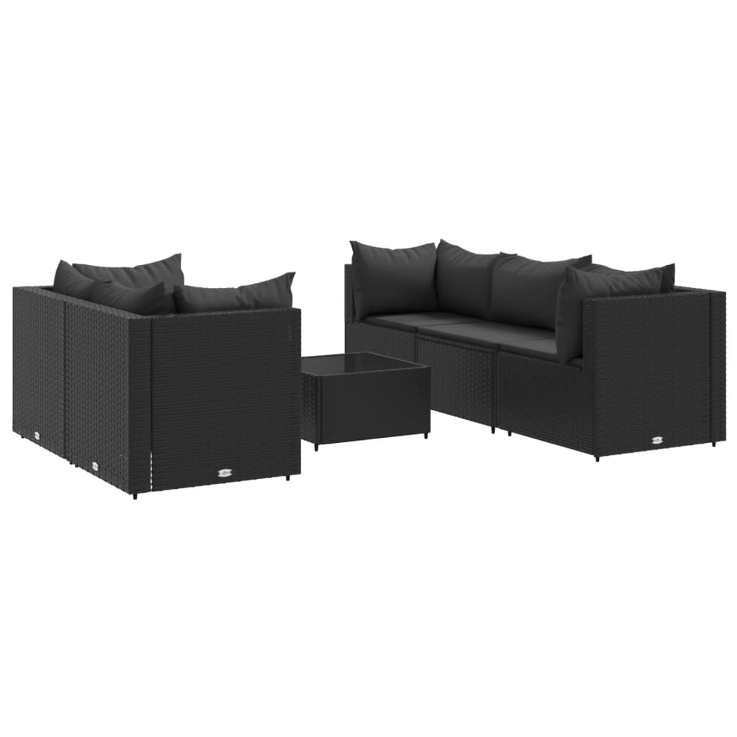 vidaXL 6-tlg Garten-Lounge-Set mit Kissen Schwarz Poly Rattan Modell 23 günstig online kaufen