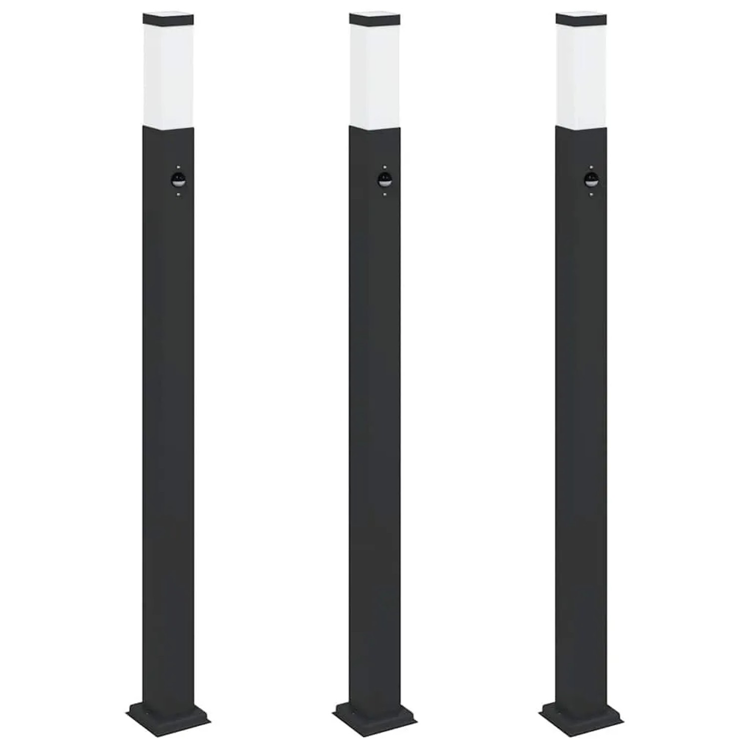 vidaXL Pollerleuchten mit Sensor 3 Stk 110 cm Schwarz IP44 4006082