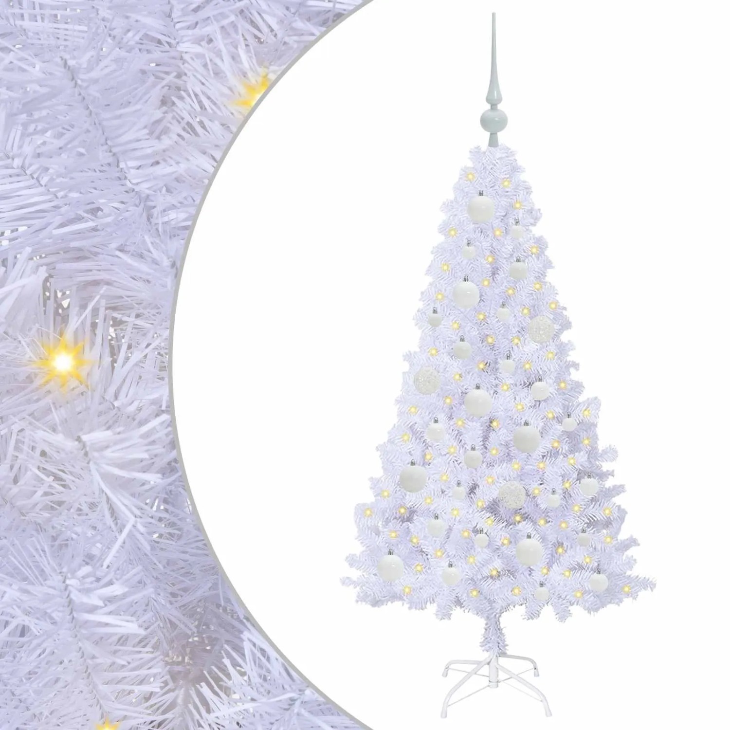 vidaXL Künstlicher Weihnachtsbaum Weiß 120 cm PVC und Stahl 3426752