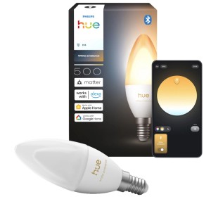 Philips Hue E14 Kerzenform Leuchtmittel, 500 lm, mit Verpackung und App-Steuerung. Smartes Licht, warm- bis tageslichtweiß.