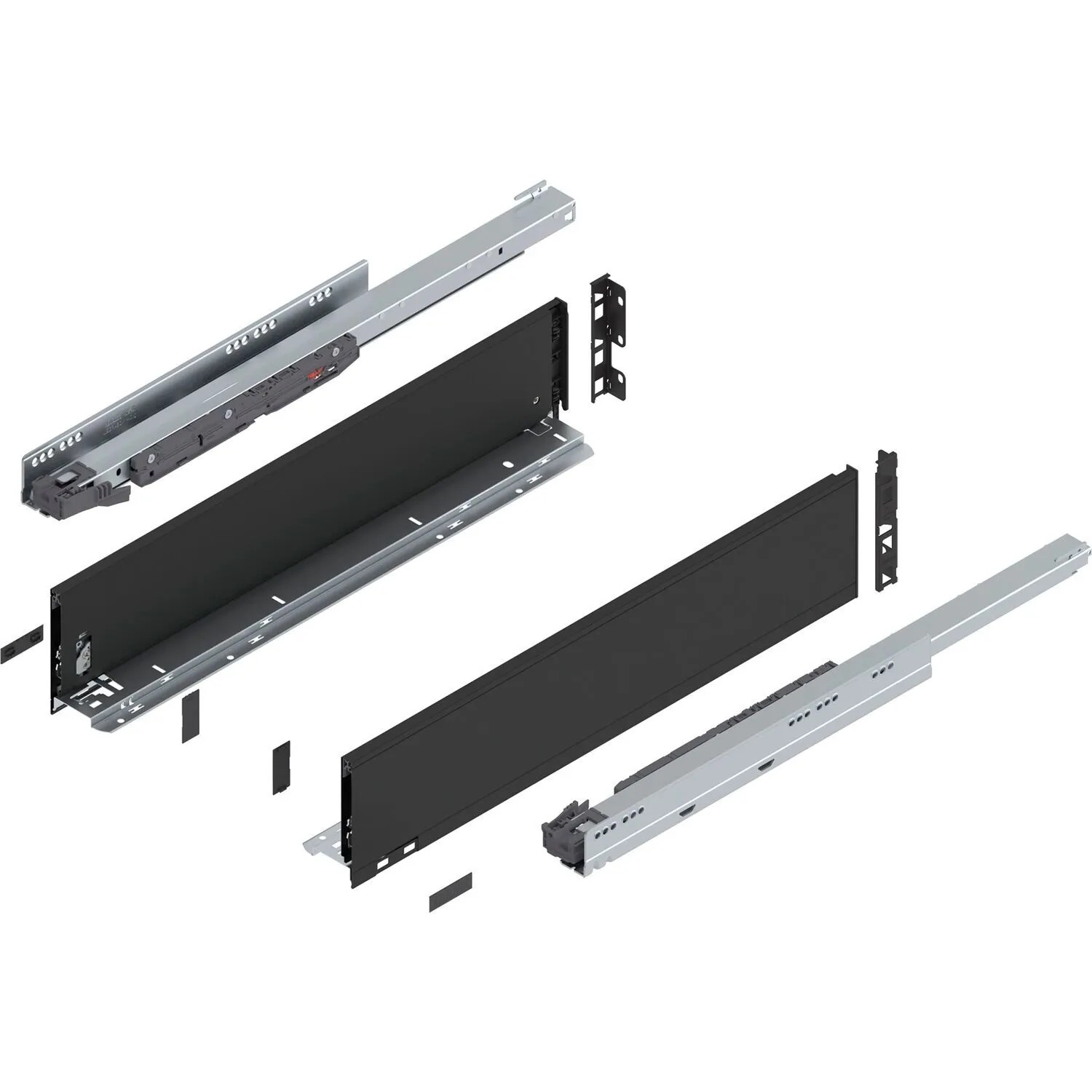 Blum Legrabox Pure Set Höhe K Tip-On Vollauszug 600 mm 40 kg Carbonschwarz 1 Paar