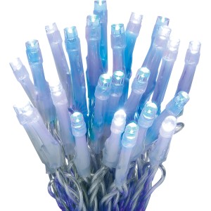 LED Außen-Lichterkette mit Timer, kaltweiß-blaue Lichter für Garten, Terrasse oder Balkon.