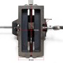 Wiltec 2-Achsen-Maschinenschraubstock aus Gusseisen, 75mm Backenbreite, mit sichtbaren Spindeln für präzise Verstellung.