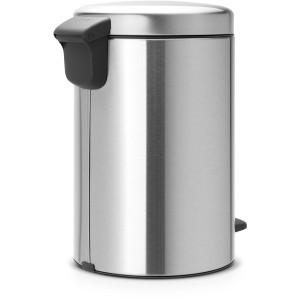 Brabantia Treteimer NewIcon 12L, mattes Edelstahl-Design. Kompakter Mülleimer für Küche und Bad.