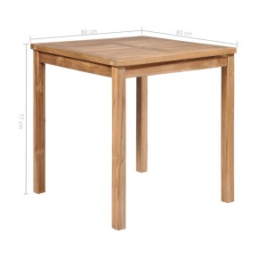 Quadratischer Gartentisch aus Teakholz, 80x80x77 cm, ideal für Garten und Terrasse.