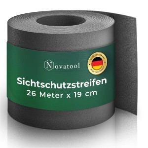 Novatool Sichtschutzstreifen Rolle, 26m, anthrazit, für Doppelstabmattenzaun.