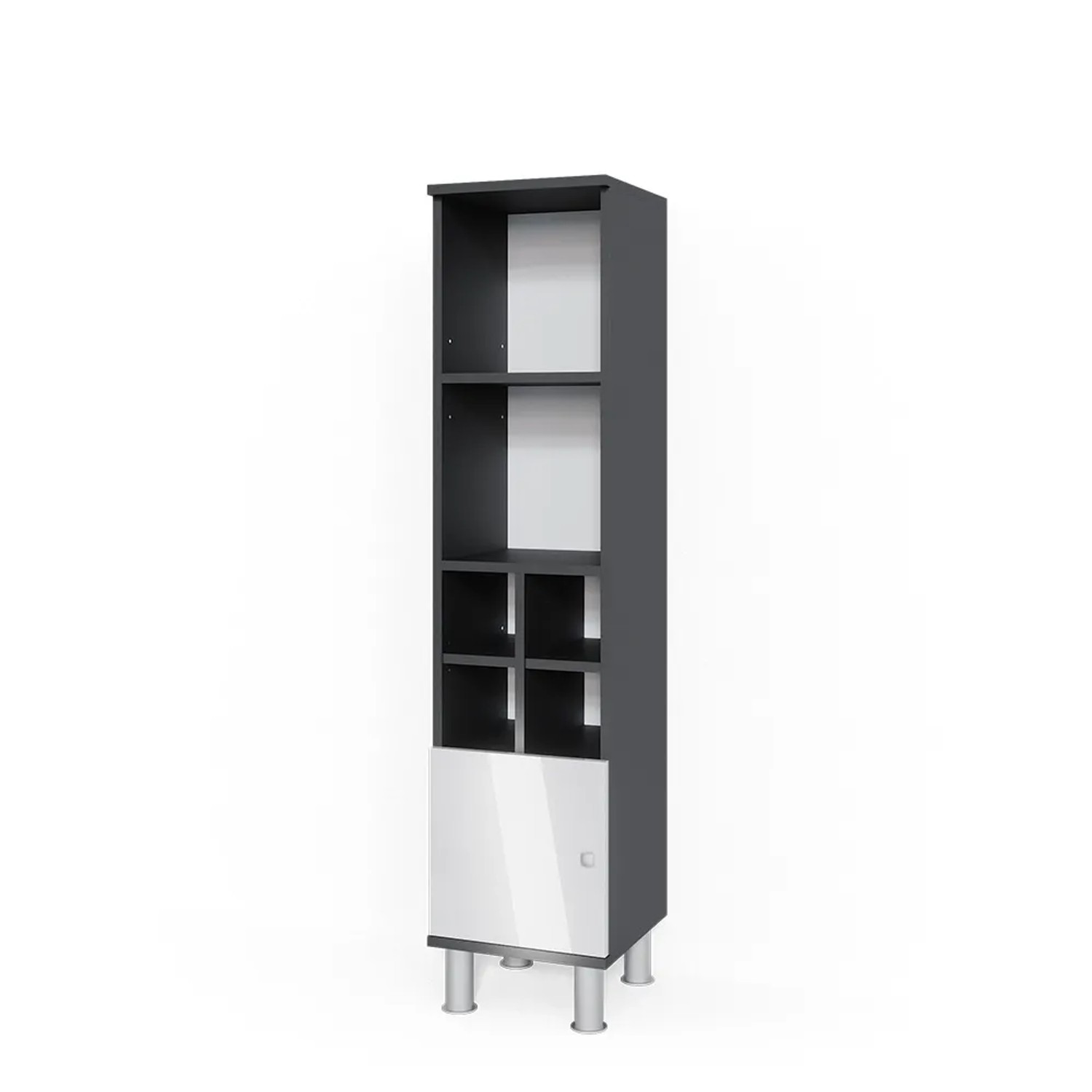 Vicco Midischrank Fynn Weiß Hochglanz 30 x 131 kleine Tür