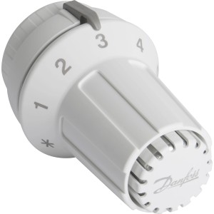 Danfoss Thermostatkopf für Heizkörper, Temperatureinstellung mit Zahlen von 1 bis 4.