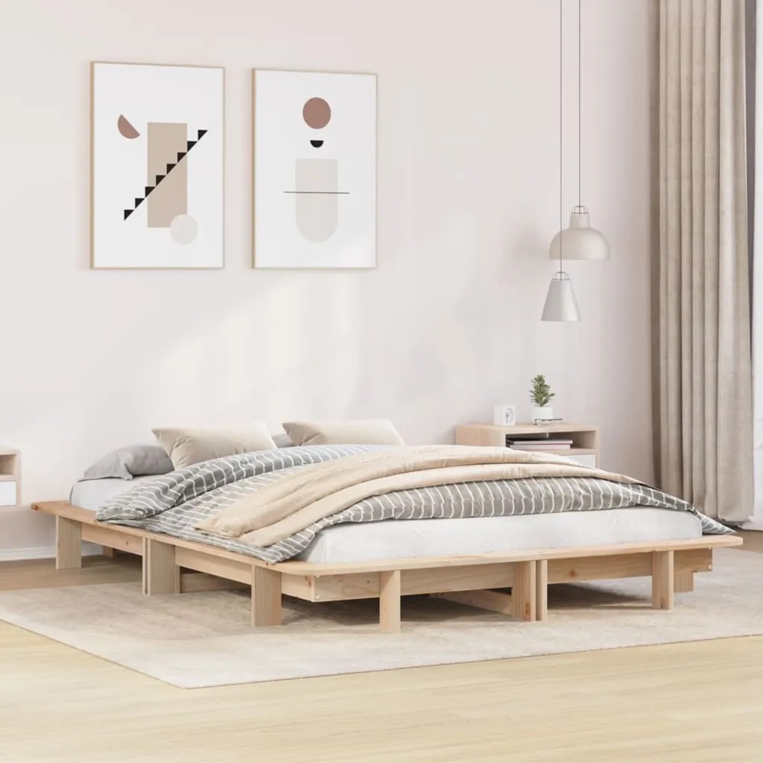 vidaXL Massivholzbett, 120x190 cm, Kiefernholz ohne Matratze und Lattenrost.