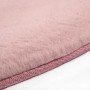 Detailansicht: Rosafarbener, runder payé Teppich Uni Hochflor, samtweich, 120x120 cm.