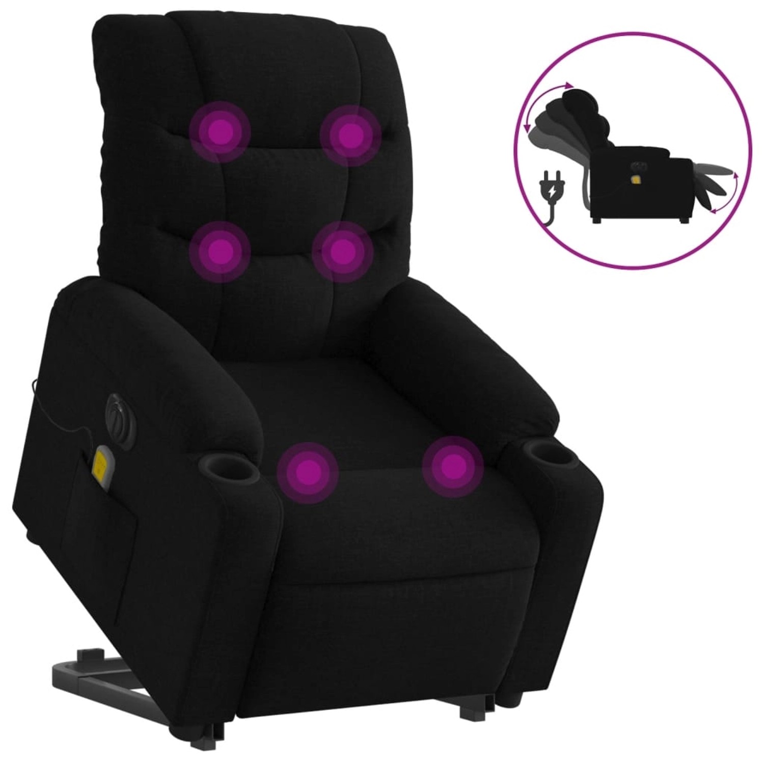 vidaXL Elektrischer Massagesessel mit Aufstehhilfe Schwarz Stoff Modell 2 günstig online kaufen