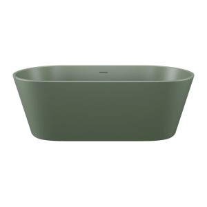 Freistehende Badewanne Luzeca in Khaki, oval, aus mattem Acryl, 159 cm. Modernes Design für Ihr Bad.