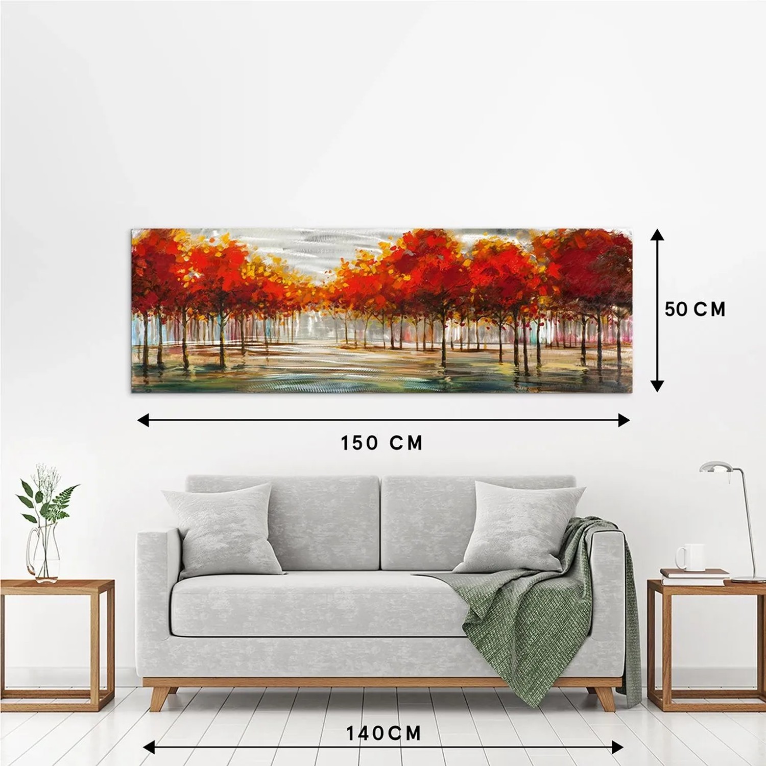 Art Universe Leinwandbild Herbstliche Landschaft mit Silber 50 x 150 cm