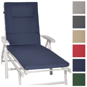Beautissu Loft RL Rollliegenauflage 200x60 Dunkelblau auf Gartenliege.