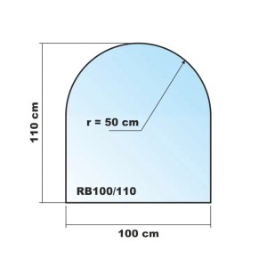 ECOfoxx Funkenschutzplatte Glasbodenplatte Rundbogen 100x110cm Schwarz