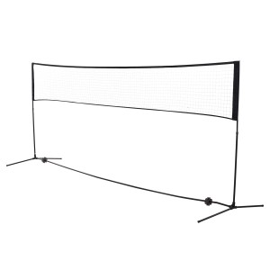 HOMCOM Badmintonnetz mit schwarzem Metallrohr, höhenverstellbar von 94 bis 158 cm.