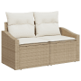 vidaXL Garten-Sofa-Set, 9-teilig, beige/weiß. Rattan Gartenmöbel mit Polstern.