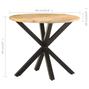 vidaXL Beistelltisch aus Mango Massivholz, 68x68x56 cm, mit schwarzem Metallgestell.
