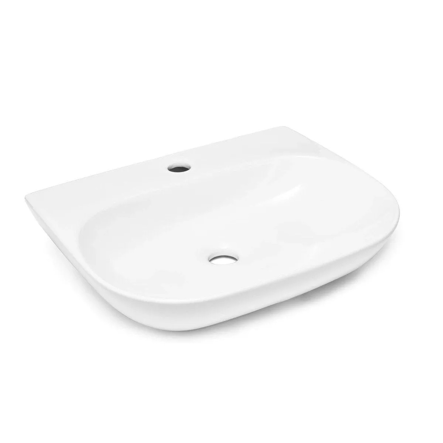 Swiss Aqua Technologies Waschbecken Waschtisch Hängendes Keramik 50x38,5CM mit Hahnloch Glänzend Weiß