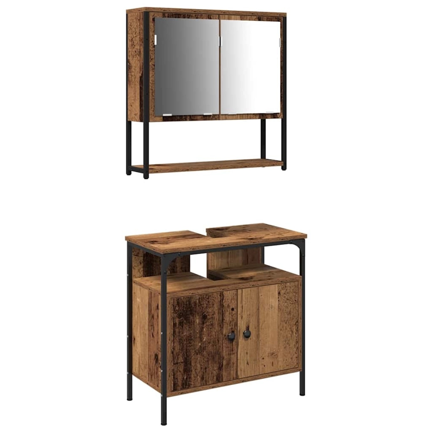 vidaXL Badezimmermöbel-Set mit Regal mit Tür 2-Tlg Braun Holzwerkstoff 3332 günstig online kaufen